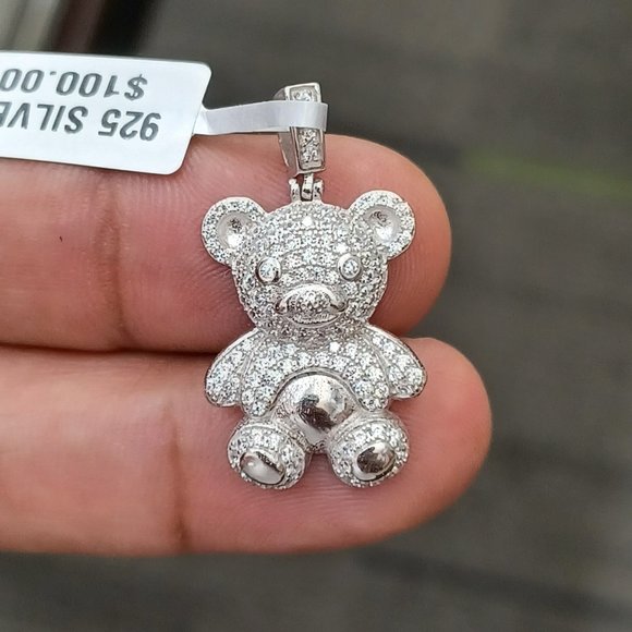 925 Sterling Silver Teddy Pendant
